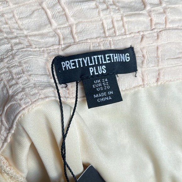 PLT Plus Cream Textured Tie Waist Shirt Dress - Picture 5 of 8